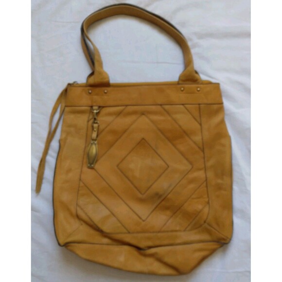 Lucky Brand Large Brown Leather Tote Shoulder Bag Distressed Y2K Boho Festival - Picture 5 of 14